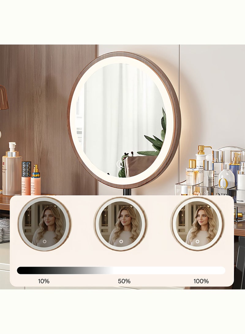 شاربدو طاولة تزيين عصرية بتصميم بسيط لغرفة النوم، مزودة بمرآة بإضاءة LED، وقابسين كهربائيين بريطانيين، ومنفذي USB، وأدراج، وطاولة زينة أنيقة. - Image 5